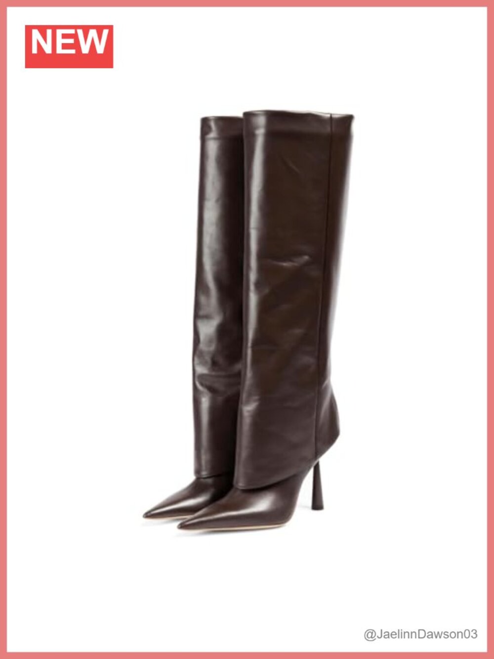 Fold Over Knee High Boots for Women Pointed Toe Stiletto Heel Faux Leather Tall